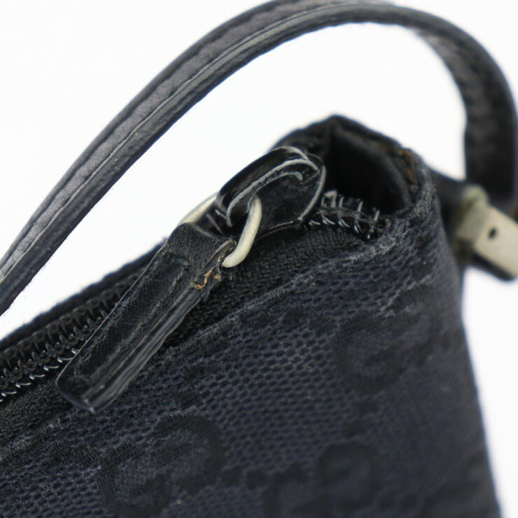 美品 GUCCI グッチ アクセサリーポーチ GGキャンバス ハンドバッグ 039 1103 2123 キャンバス レザー ブラック シルバー金具