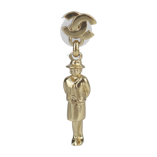 Very good condition CHANEL Mademoiselle earrings A13435 metal gold Coco mark swing doll motif 02P