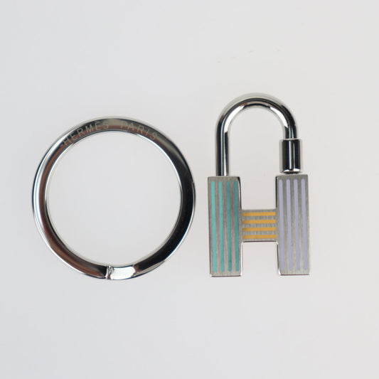 Very good condition HERMES CADENAS QUIZZ RAINBOW Cadena Quiz Rainbow Keychain - Metal Silver Multicolor Bag Charm Keyring Palladium Lacquer