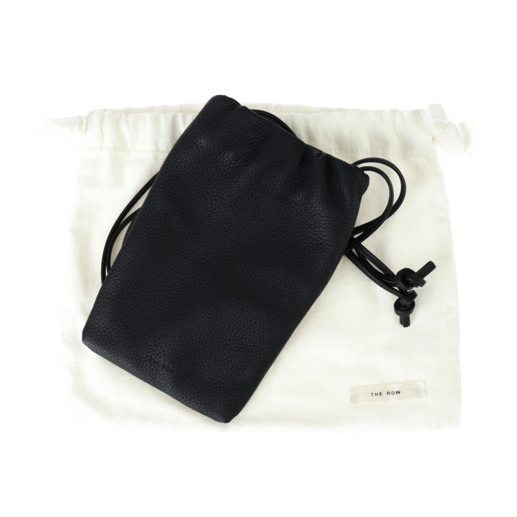 超美品 THE ROW ザ ロウ BOURSE PHONE CASE ブルス フォンケース ショルダーバッグ W1418 L97 レザー ブラック スマホケース マルチポシェット ミニバッグ