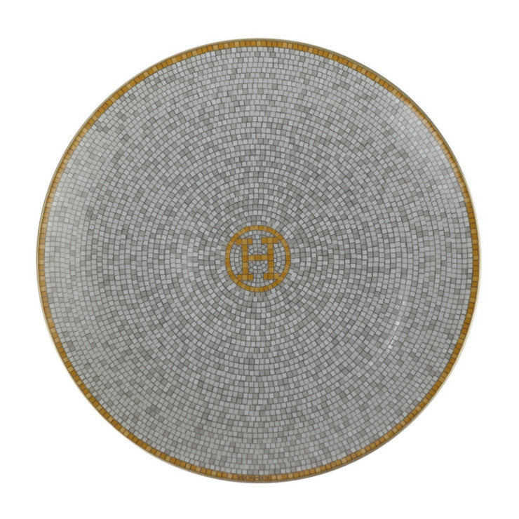 新品未使用展示品 HERMES エルメス パンプレート モザイク 24 食器 P026012P 磁器 ポーセリン ゴールド ヴァンキャトル 皿 ペア 洋食器 16cm