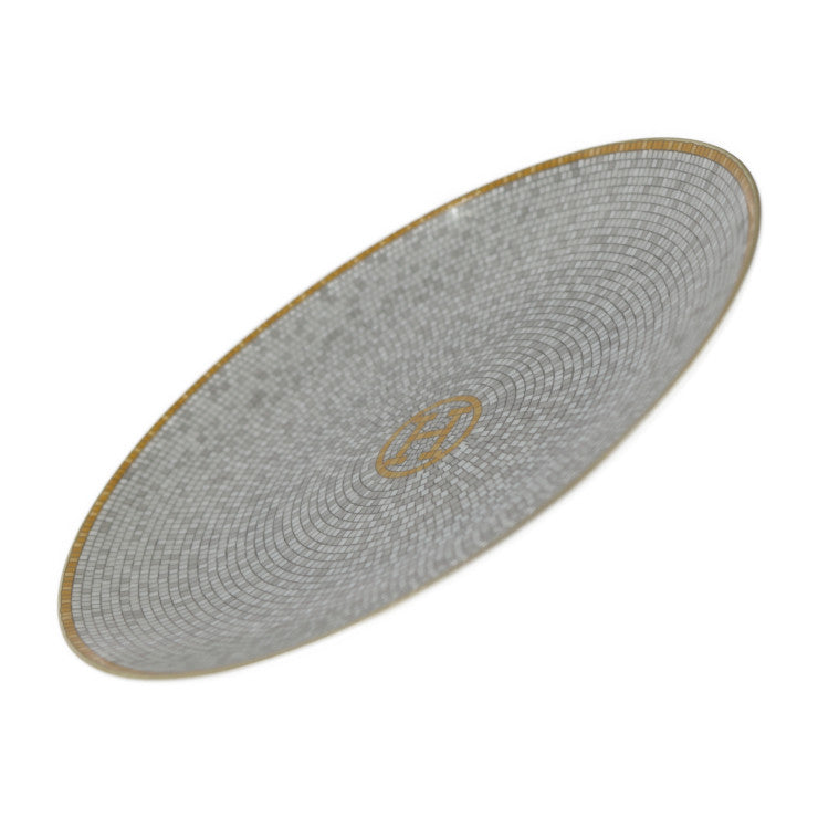 新品未使用展示品 HERMES エルメス パンプレート モザイク 24 食器 P026012P 磁器 ポーセリン ゴールド ヴァンキャトル 皿 ペア 洋食器 16cm