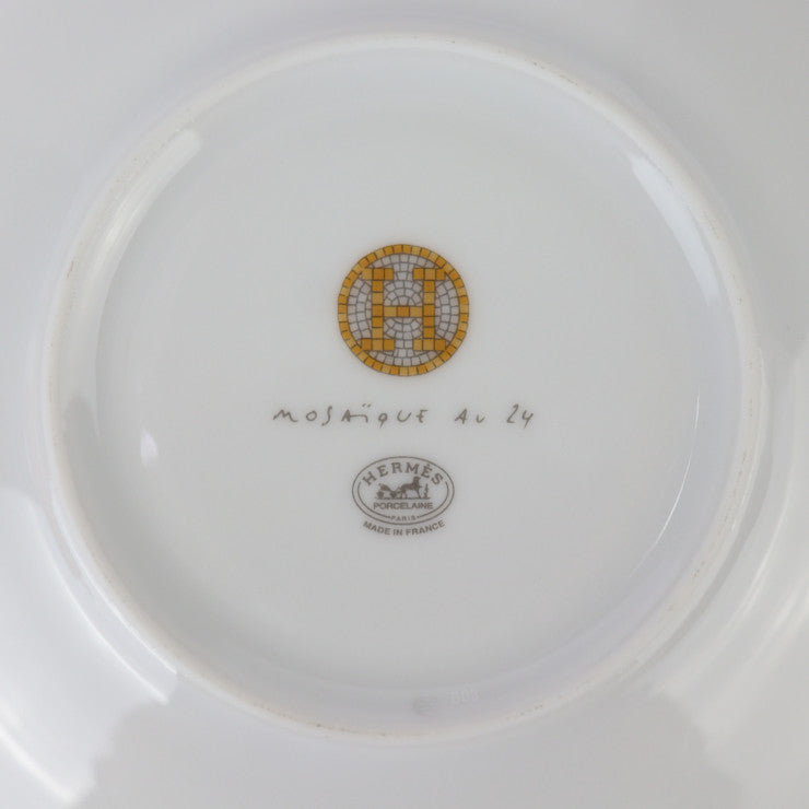新品未使用展示品 HERMES エルメス パンプレート モザイク 24 食器 P026012P 磁器 ポーセリン ゴールド ヴァンキャトル 皿 ペア 洋食器 16cm