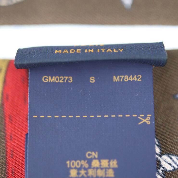 新品未使用展示品 LOUIS VUITTON ルイ ヴィトン バンドー・アップ アンド アウェイ スカーフ M78442 シルク シルク100％ ブラウン ルージュ マルチカラー 気球柄 リボン ビトン