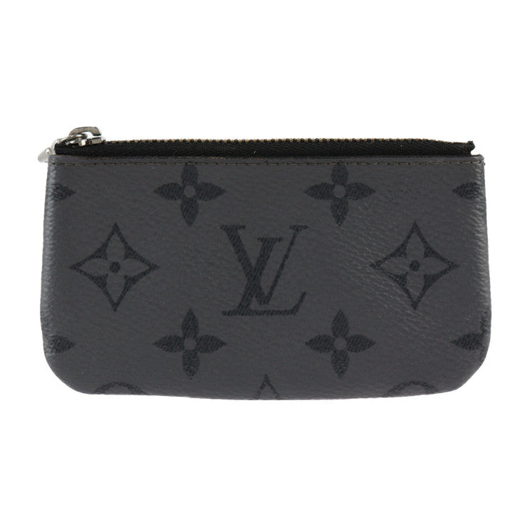 美品 LOUIS VUITTON ルイ ヴィトン ポシェット クレ モノグラム エクリプス コインケース M80905 PVC レザー ブラック グレー シルバー金具 小銭入れ ビトン リバース