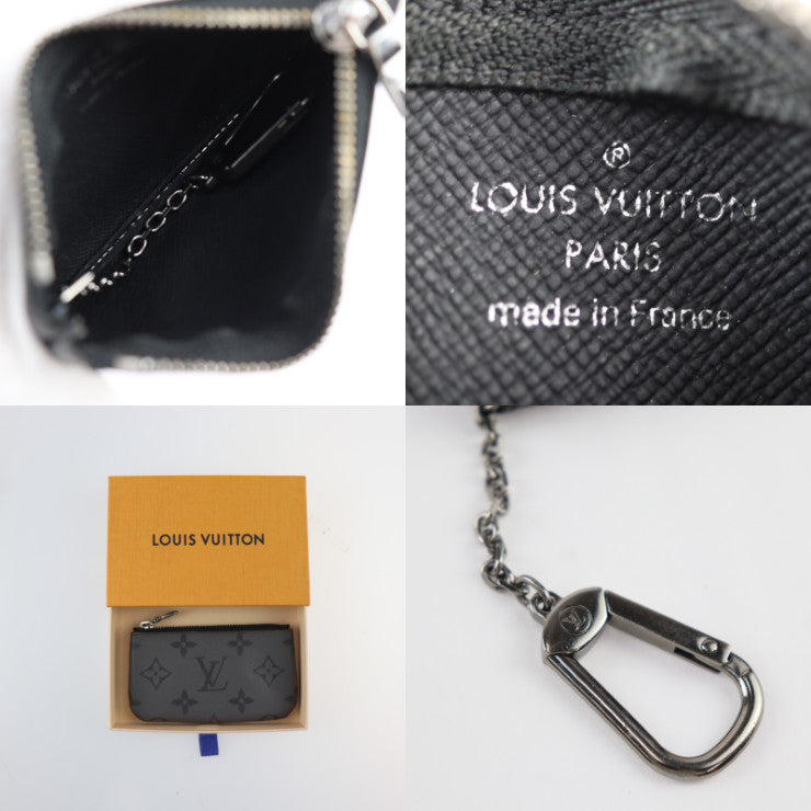 美品 LOUIS VUITTON ルイ ヴィトン ポシェット クレ モノグラム エクリプス コインケース M80905 PVC レザー ブラック グレー シルバー金具 小銭入れ ビトン リバース
