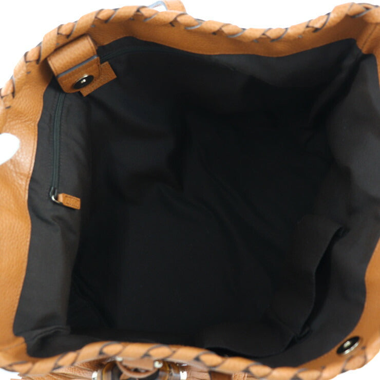 GUCCI グッチ バンブー トートバッグ 354665 レザー ブラウン系 ゴールド金具 ショルダーバッグ タッセル