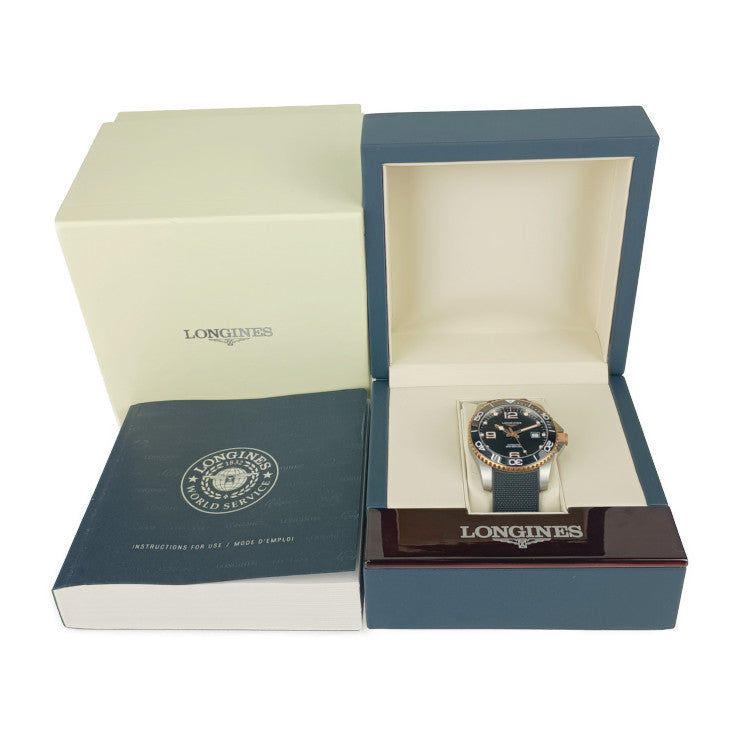 Good condition LONGINES Longines watch HYDROCONQUEST Automatic L3.781.3.58.9 Silver Pink gold Black dial Stainless steel Rubber Men's Automatic Date