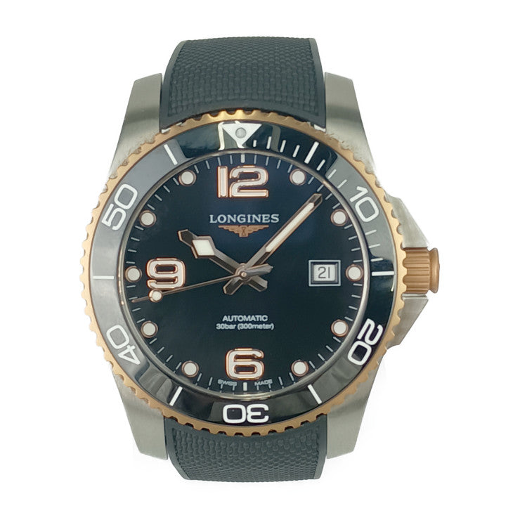 Good condition LONGINES Longines watch HYDROCONQUEST Automatic L3.781.3.58.9 Silver Pink gold Black dial Stainless steel Rubber Men's Automatic Date