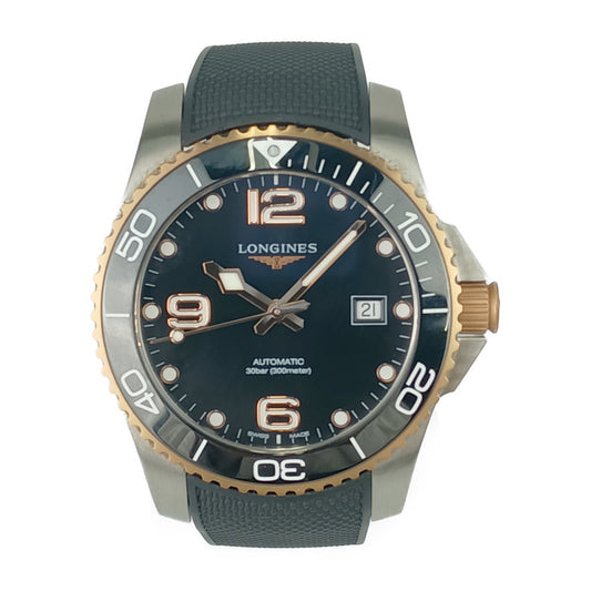 Good condition LONGINES Longines watch HYDROCONQUEST Automatic L3.781.3.58.9 Silver Pink gold Black dial Stainless steel Rubber Men's Automatic Date