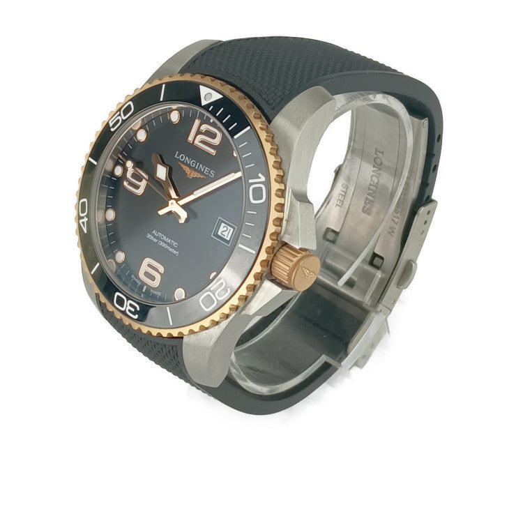 Good condition LONGINES Longines watch HYDROCONQUEST Automatic L3.781.3.58.9 Silver Pink gold Black dial Stainless steel Rubber Men's Automatic Date