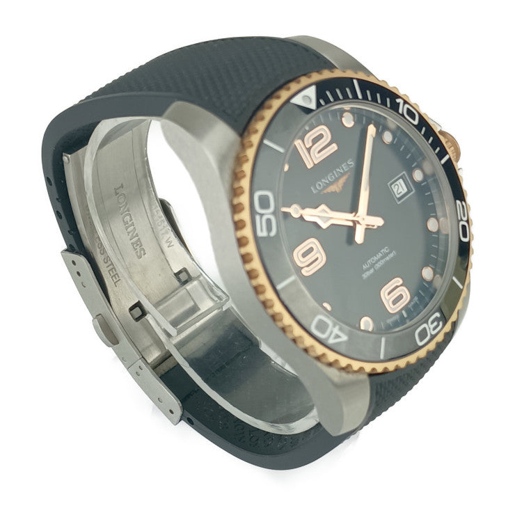 Good condition LONGINES Longines watch HYDROCONQUEST Automatic L3.781.3.58.9 Silver Pink gold Black dial Stainless steel Rubber Men's Automatic Date