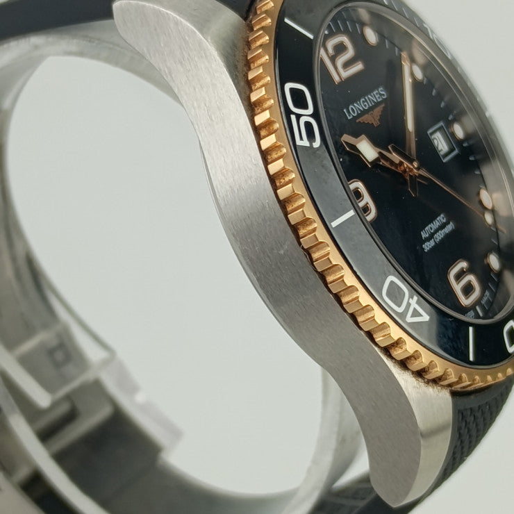 Good condition LONGINES Longines watch HYDROCONQUEST Automatic L3.781.3.58.9 Silver Pink gold Black dial Stainless steel Rubber Men's Automatic Date