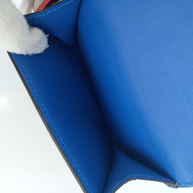 美品 LOUIS VUITTON ルイ ヴィトン 二つ折り財布 コンパクト･ウォレット by キム・ジョーンズ M63041 ブラウン ネイビー ブルー マルチカラー金具 モノグラムキャンバス タイガレザー ユニセックス カラビナ付き 18SS 限定