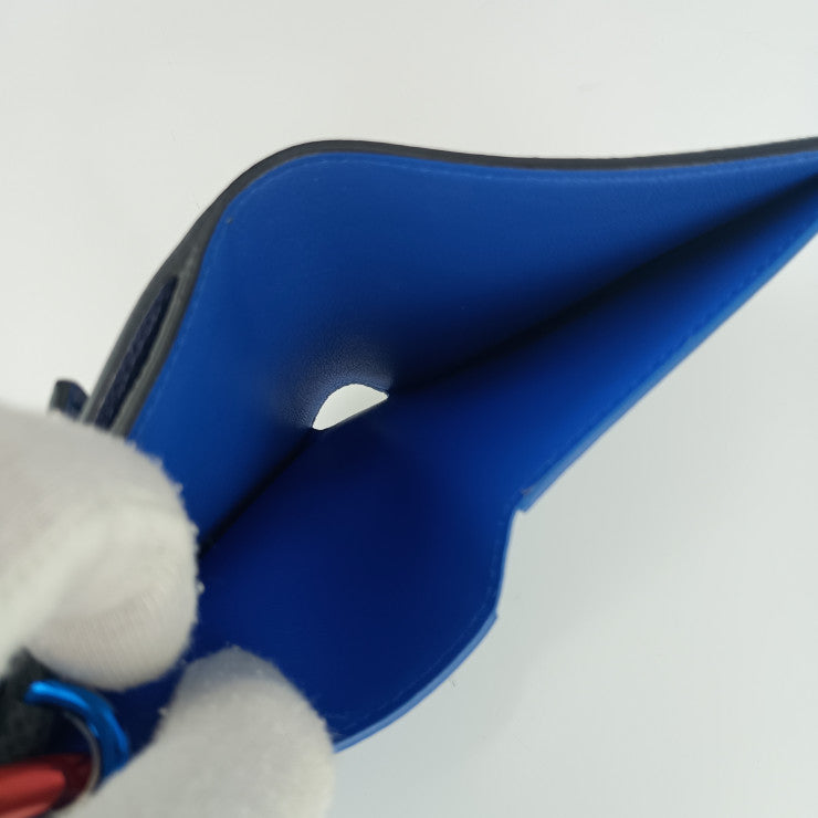 美品 LOUIS VUITTON ルイ ヴィトン 二つ折り財布 コンパクト･ウォレット by キム・ジョーンズ M63041 ブラウン ネイビー ブルー マルチカラー金具 モノグラムキャンバス タイガレザー ユニセックス カラビナ付き 18SS 限定