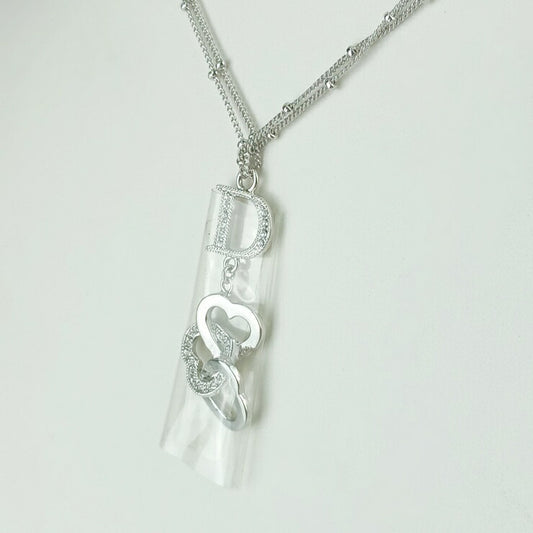 新品未使用展示品 Dior ディオール ネックレス HEART Collier ハートモチーフネックレス D22953HRT シルバー メタル ラインストーン レディース チョーカー CDロゴ