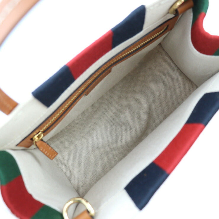 新古未使用展示品 GUCCI グッチ シェリーライン インターロッキングG ミニ トートバッグ ハンドバッグ 727735 キャンバス レザー ベージュ レッド ネイビー グリーン ブラウン ゴールド金具 2WAY ショルダーバッグ