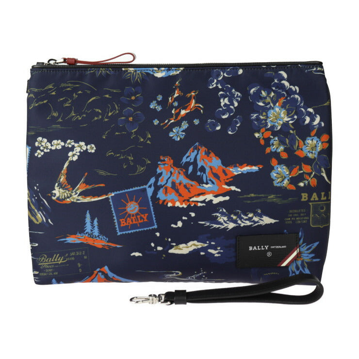 新品未使用展示品 BALLY バリー セカンドバッグ クラッチバッグ FHOLLER.NPR/27 ファブリック MULTI BLUE SKY ブルー 総柄 ナイロン