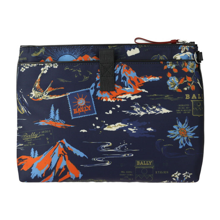 新品未使用展示品 BALLY バリー セカンドバッグ クラッチバッグ FHOLLER.NPR/27 ファブリック MULTI BLUE SKY ブルー 総柄 ナイロン