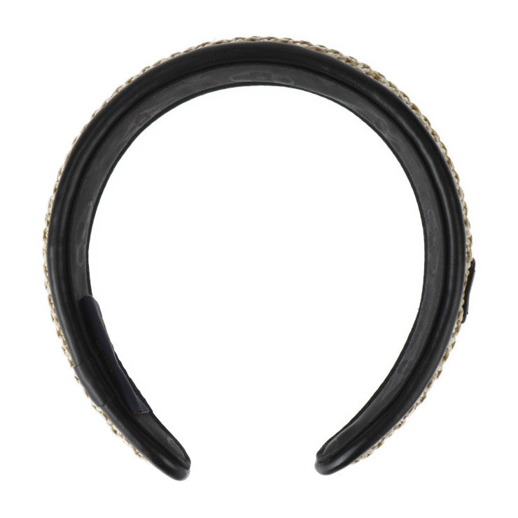 超美品 LOUIS VUITTON ルイ ヴィトン カチューシャ ヘッドバンド・ラフィア ヘアアクセサリー その他ファッション雑貨 M77534 ラフィア シルク レザー ベージュ ノワール ブラック LVサークル