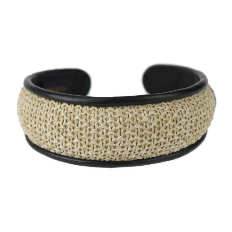 超美品 LOUIS VUITTON ルイ ヴィトン カチューシャ ヘッドバンド・ラフィア ヘアアクセサリー その他ファッション雑貨 M77534 ラフィア シルク レザー ベージュ ノワール ブラック LVサークル