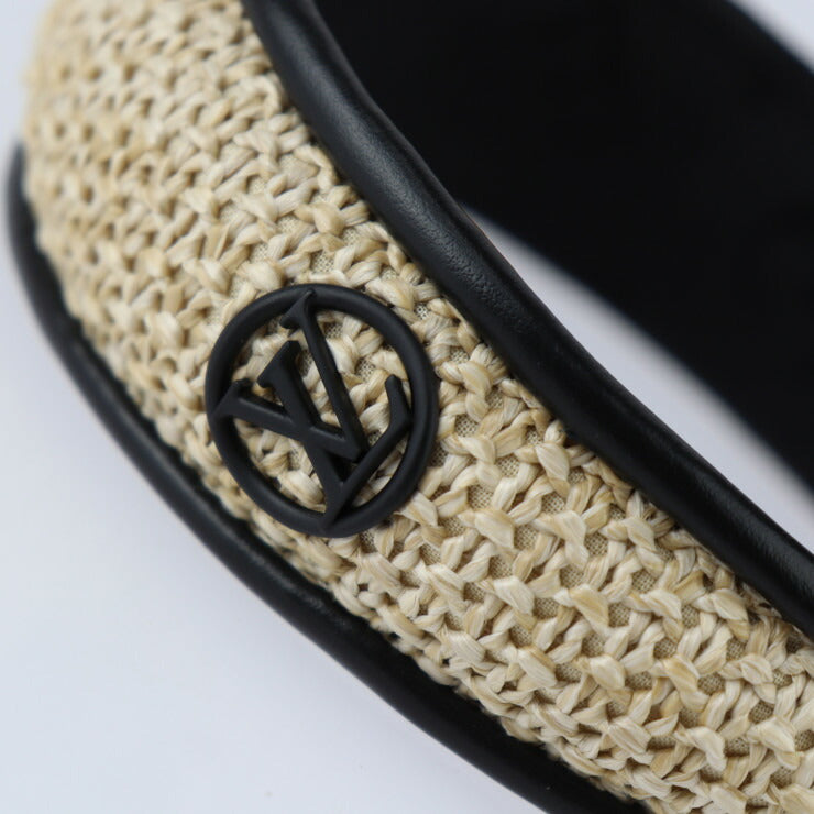 超美品 LOUIS VUITTON ルイ ヴィトン カチューシャ ヘッドバンド・ラフィア ヘアアクセサリー その他ファッション雑貨 M77534 ラフィア シルク レザー ベージュ ノワール ブラック LVサークル