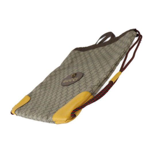 美品 GUCCI グッチ ドローストリングバッグパック GGスプリーム アングリーキャット リュック・デイパック 473872 PVC レザー ベージュ イエロー ブラウン キャットヘッド アングリーキャット タイガー