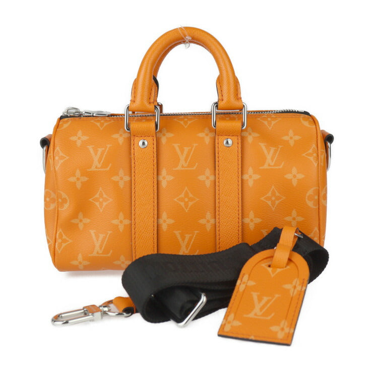 超美品 LOUIS VUITTON ルイ ヴィトン キーポル バンドリエール25 タイガラマ ハンドバッグ M31044 PVCコーティングキャンバス レザー オレンジ シルバー金具 モノグラム
