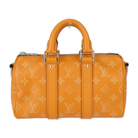 超美品 LOUIS VUITTON ルイ ヴィトン キーポル バンドリエール25 タイガラマ ハンドバッグ M31044 PVCコーティングキャンバス レザー オレンジ シルバー金具 モノグラム