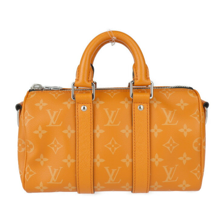 超美品 LOUIS VUITTON ルイ ヴィトン キーポル バンドリエール25 タイガラマ ハンドバッグ M31044 PVCコーティングキャンバス レザー オレンジ シルバー金具 モノグラム