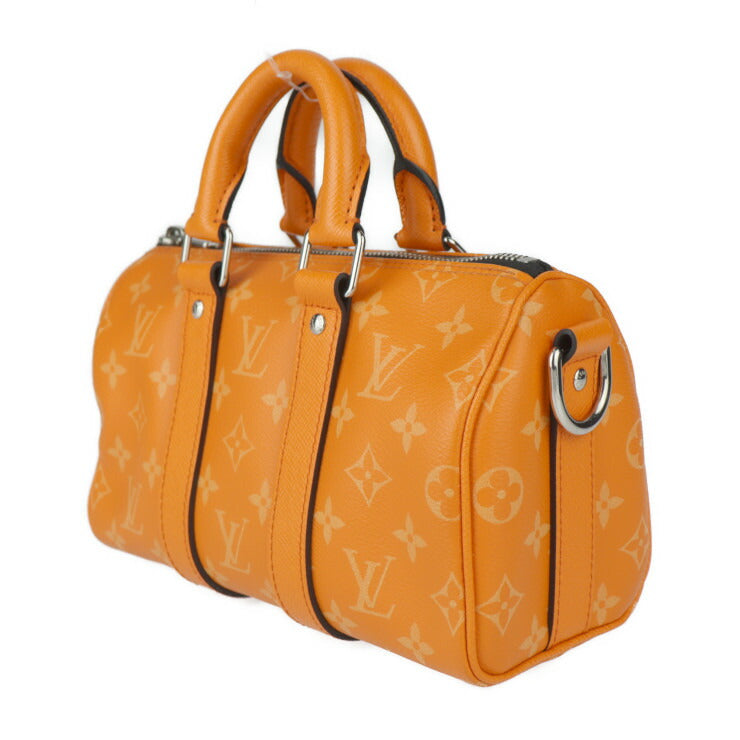 超美品 LOUIS VUITTON ルイ ヴィトン キーポル バンドリエール25 タイガラマ ハンドバッグ M31044 PVCコーティングキャンバス レザー オレンジ シルバー金具 モノグラム