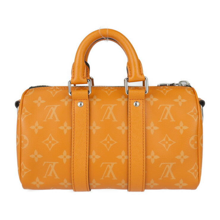 超美品 LOUIS VUITTON ルイ ヴィトン キーポル バンドリエール25 タイガラマ ハンドバッグ M31044 PVCコーティングキャンバス レザー オレンジ シルバー金具 モノグラム