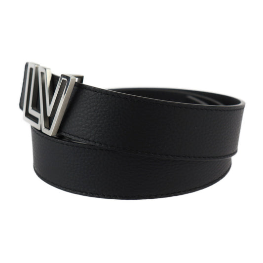 超美品 LOUIS VUITTON ルイ ヴィトン サンチュール LV モニュメント ベルト M0552 表記サイズ 95/38 カーフレザー ブラック シルバー金具 ロゴバックル