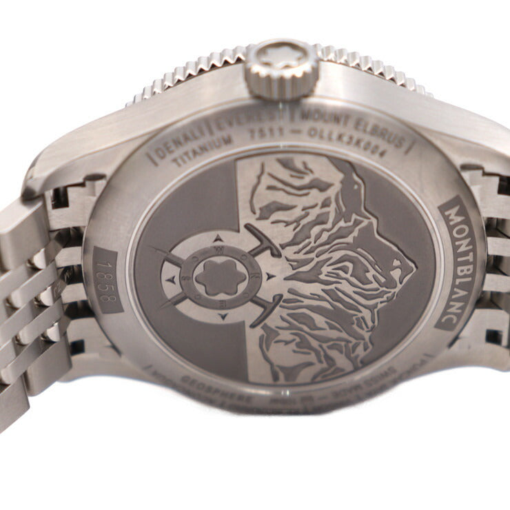 新古未使用展示品 MONTBLANC モンブラン 1858 ジオスフェール 腕時計 MB125567 チタン ステンレススチール セラミック シルバー ブルー文字盤 自動巻き デイト