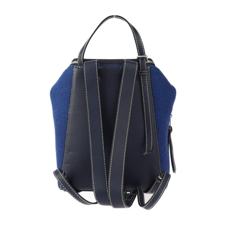 超美品 LOEWE ロエベ スモール バックパック ゴヤ リュック・デイパック - カーフ フェルト ネイビー×レッド×ブルー シルバー金具 アナグラム
