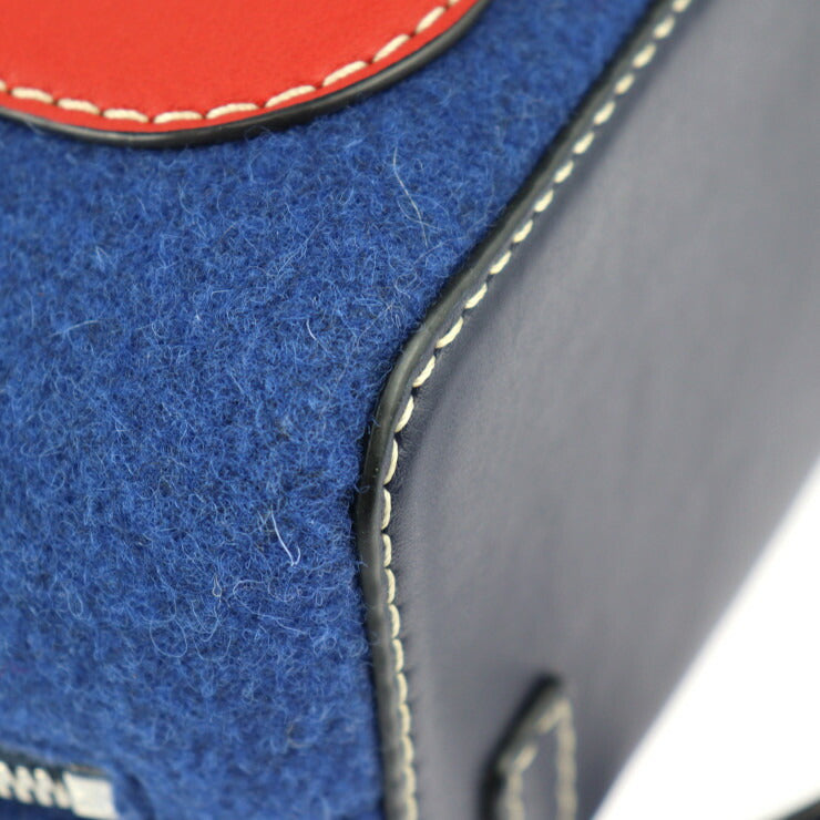 超美品 LOEWE ロエベ スモール バックパック ゴヤ リュック・デイパック - カーフ フェルト ネイビー×レッド×ブルー シルバー金具 アナグラム