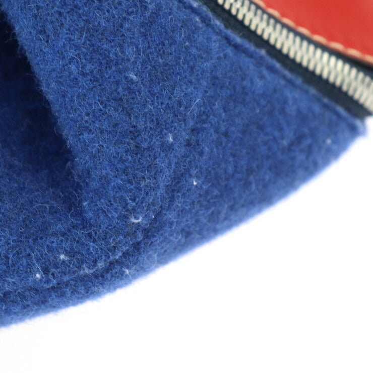 超美品 LOEWE ロエベ スモール バックパック ゴヤ リュック・デイパック - カーフ フェルト ネイビー×レッド×ブルー シルバー金具 アナグラム