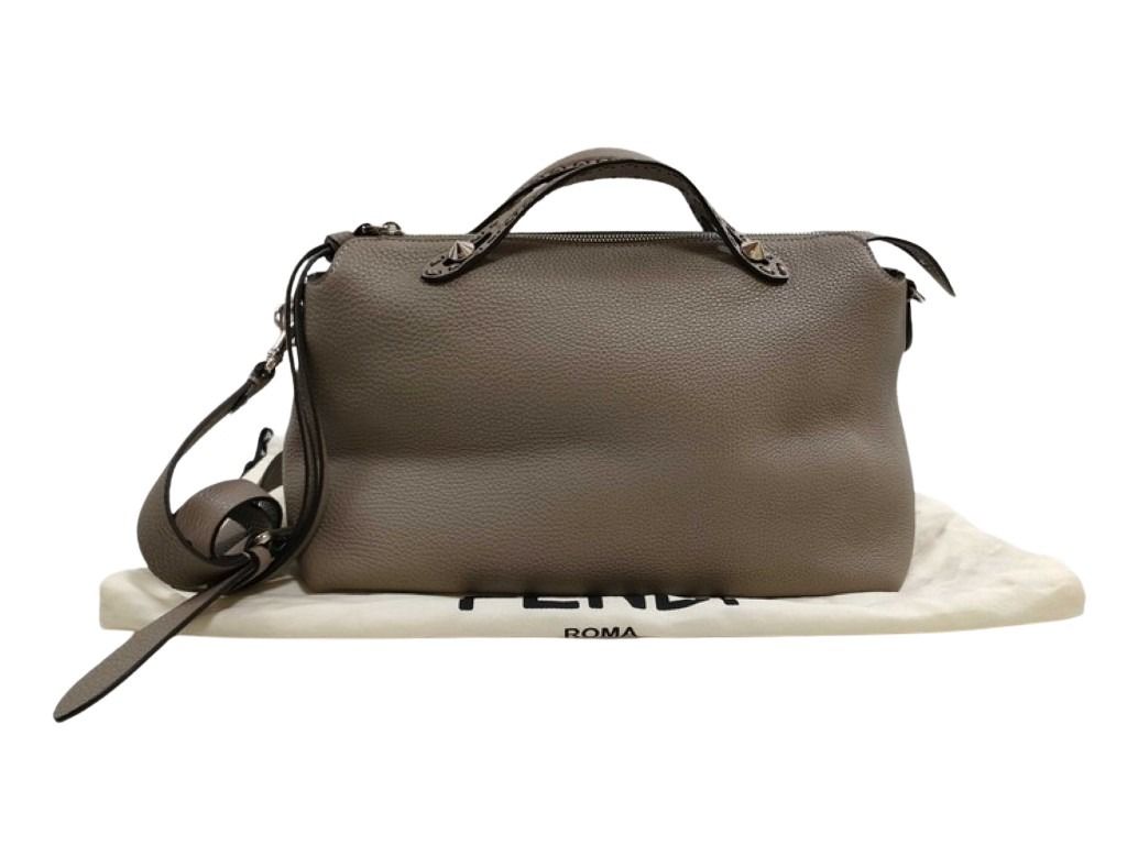 FENDI フェンディ ハンドバッグ バイ ザ ウェイ セレリア ラージ 8BL156 グレージュ系 レザー レディース シルバー金具 美品