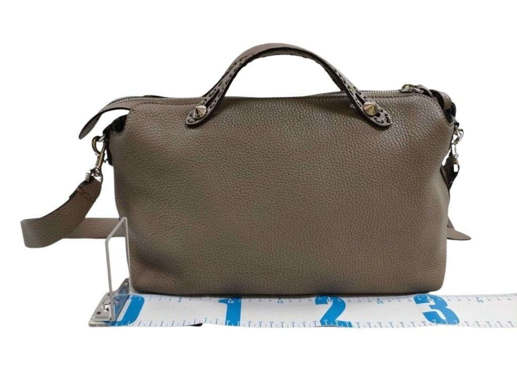 FENDI フェンディ ハンドバッグ バイ ザ ウェイ セレリア ラージ 8BL156 グレージュ系 レザー レディース シルバー金具 美品