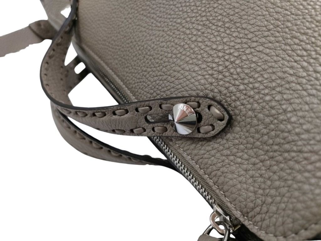 FENDI フェンディ ハンドバッグ バイ ザ ウェイ セレリア ラージ 8BL156 グレージュ系 レザー レディース シルバー金具 美品