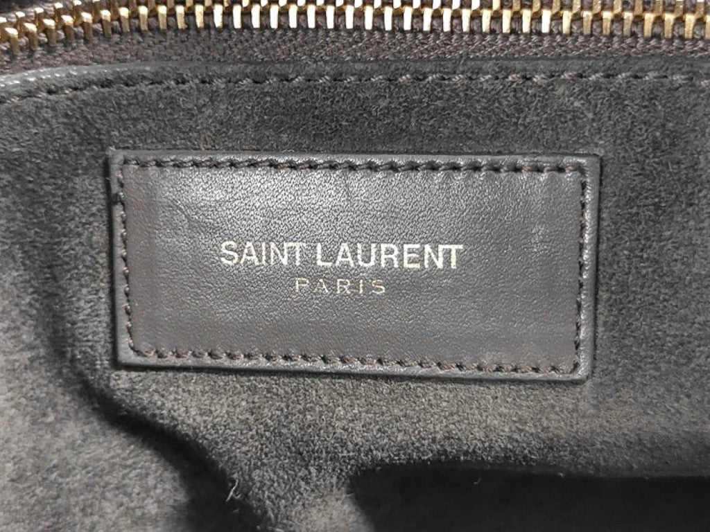 SAINT LAURENT サンローランパリ ハンドバッグ ダッフル 6 322049 グレー系 レザー レディース 2WAY ボストンバッグ ゴールド金具