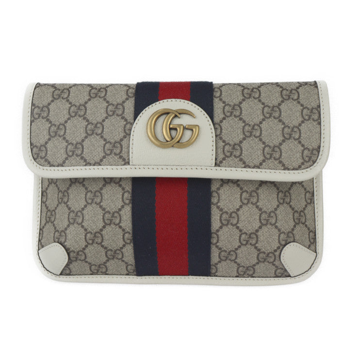 新品未使用展示品 GUCCI グッチ GG スモール ベルトバッグ オフィディア ウエストバッグ 674081 表記サイズ 110・44 GGスプリームキャンバス レザー ベージュ ホワイト ゴールド金具 ウェブ ストライプ