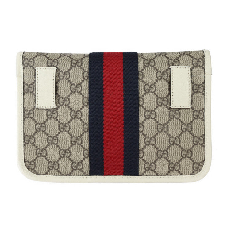 新品未使用展示品 GUCCI グッチ GG スモール ベルトバッグ オフィディア ウエストバッグ 674081 表記サイズ 110・44 GGスプリームキャンバス レザー ベージュ ホワイト ゴールド金具 ウェブ ストライプ