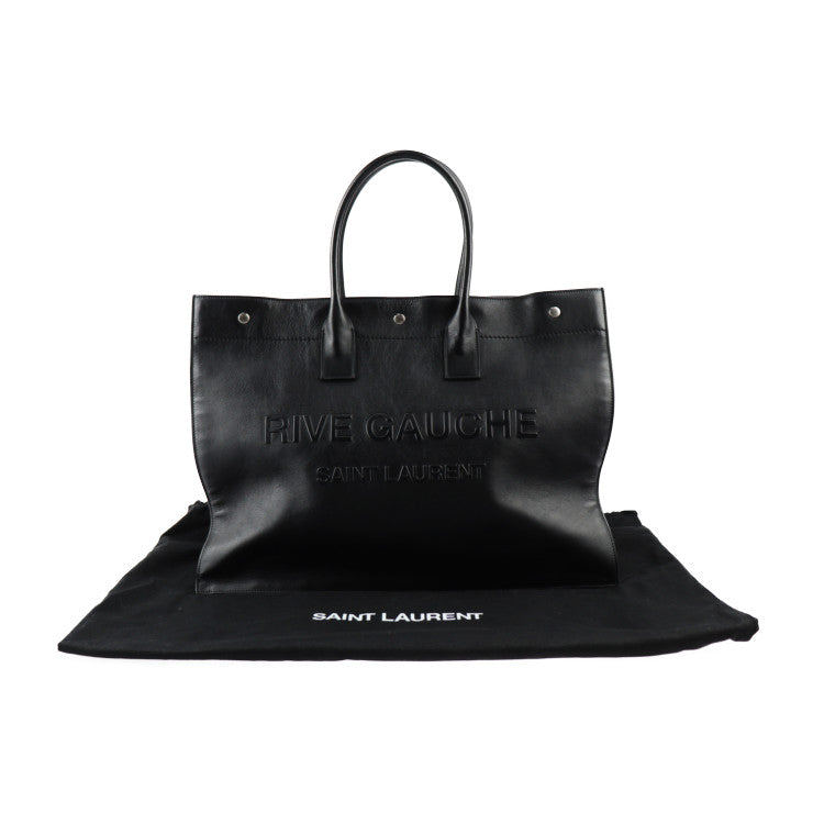 美品 SAINT LAURENT PARIS サンローランパリ リヴ ゴーシュ トートバッグ 587273 レザー ブラック シルバー金具 ハンドバッグ