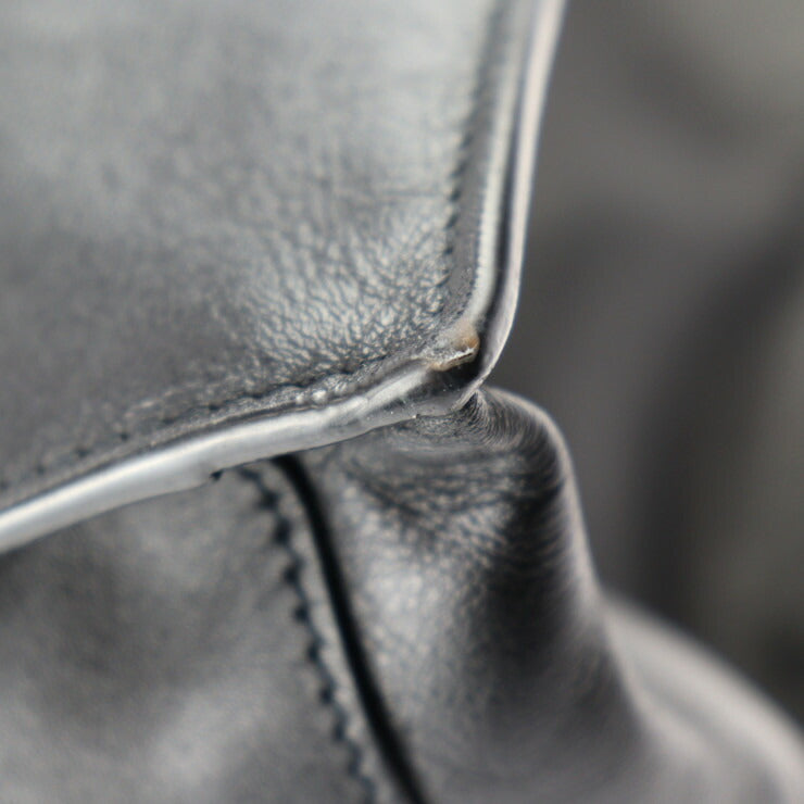 美品 SAINT LAURENT PARIS サンローランパリ リヴ ゴーシュ トートバッグ 587273 レザー ブラック シルバー金具 ハンドバッグ