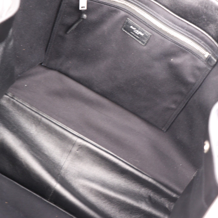 美品 SAINT LAURENT PARIS サンローランパリ リヴ ゴーシュ トートバッグ 587273 レザー ブラック シルバー金具 ハンドバッグ