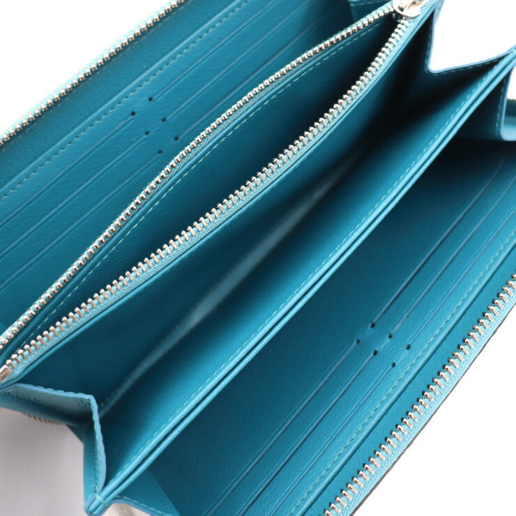 超美品 LOUIS VUITTON ルイ ヴィトン ジッピー ウォレット モノグラム 長財布 N81277 リザード メタライズド ブルー シルバー金具 ラウンドファスナー エキゾチックレザー ビトン