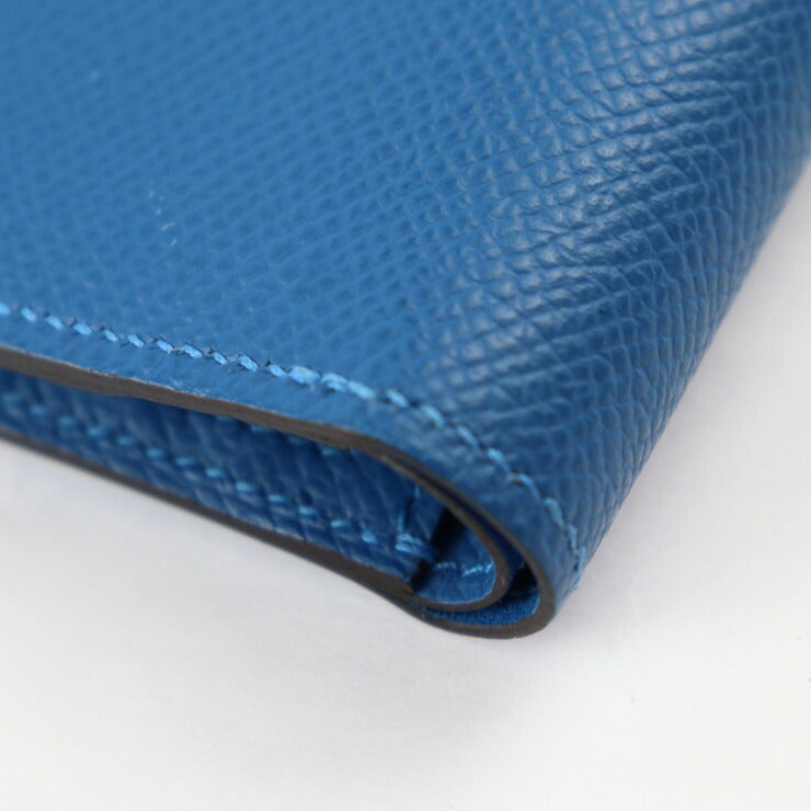 超美品 HERMES エルメス ベアン コンパクト タッチ 二つ折り財布 - ヴォーエプソン アリゲーター ミコノス ブルーゼリージュ シルバー金具 Z刻印 クロコダイル