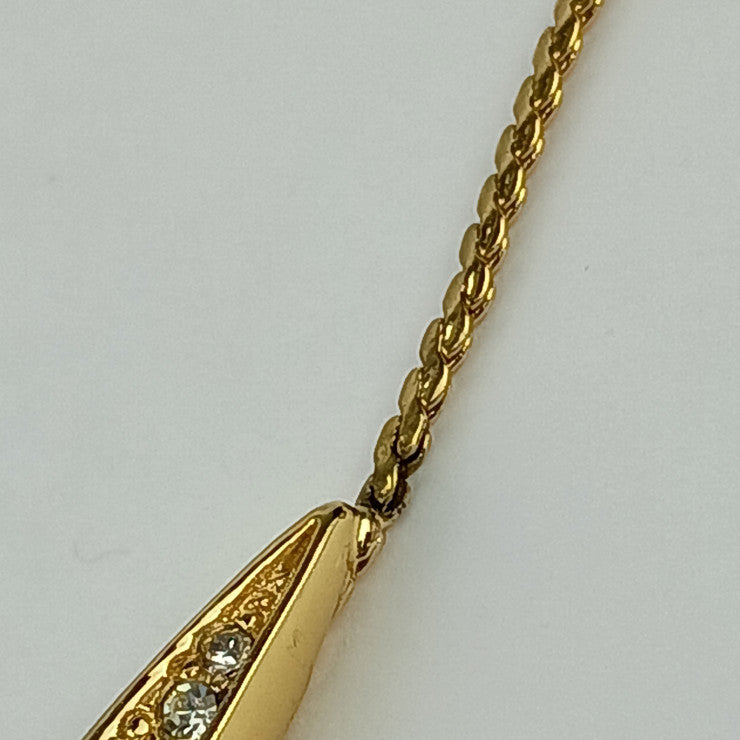 美品 Christian Dior クリスチャンディオール ネックレス Vモチーフ - ゴールド メタル ラインストーン レディース Ｖ字