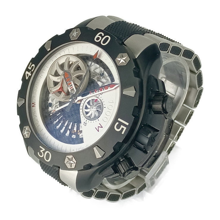 美品 ZENITH ゼニス 腕時計 デファイ エクストリーム オープン クロノグラフ 96.0525.4021 / 21.M525 ブラック シルバー スケルトン文字盤 チタン カーボン アルミニウム メンズ 自動巻き